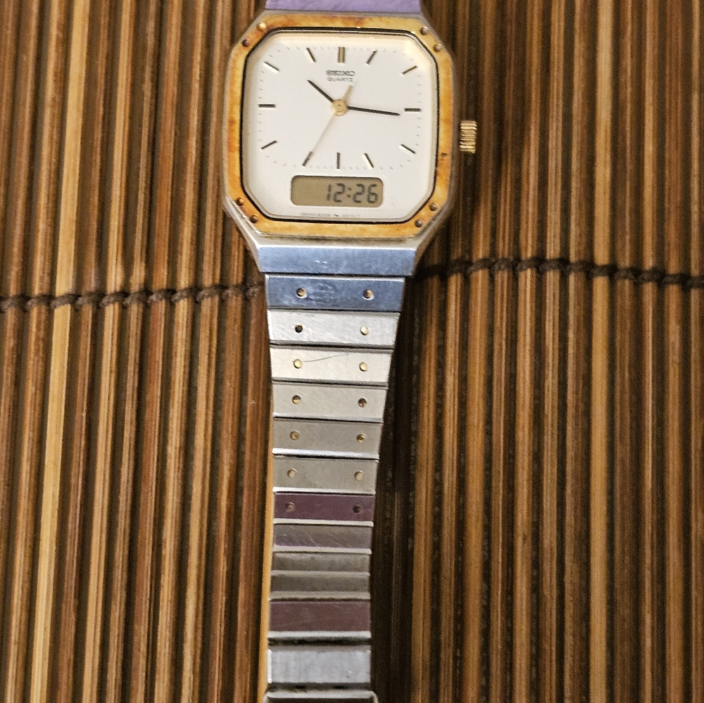 Seiko Two-Tone Silver‎ and Gold Analog-Digital Women's Watch